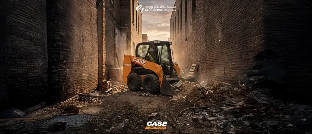 CASE skid steer loader with attachment for construction and landscaping in UAE