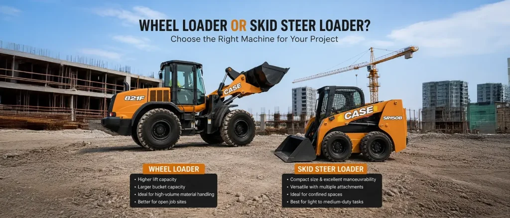 CASE skid steer and wheel loader for construction applications
