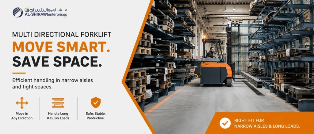 UBTEX multi directional forklifts for long loads.