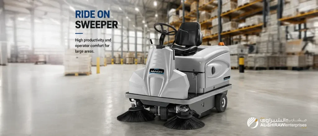 ride on sweeper for warehouse cleaning UAE